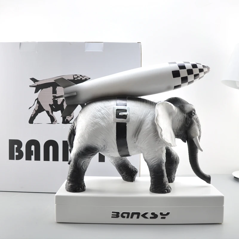 

Художественная Скульптура Banksy, статуя слона из смолы, ремесло, украшение для дома, Рождественский роскошный подарок, статуэтка, орнамент