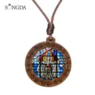 Ожерелье Archangel St.Michael Protect Me Saint Shield, ожерелье Talisman с деревянной подвеской, веревочная цепочка, чокер, Христианский подарок