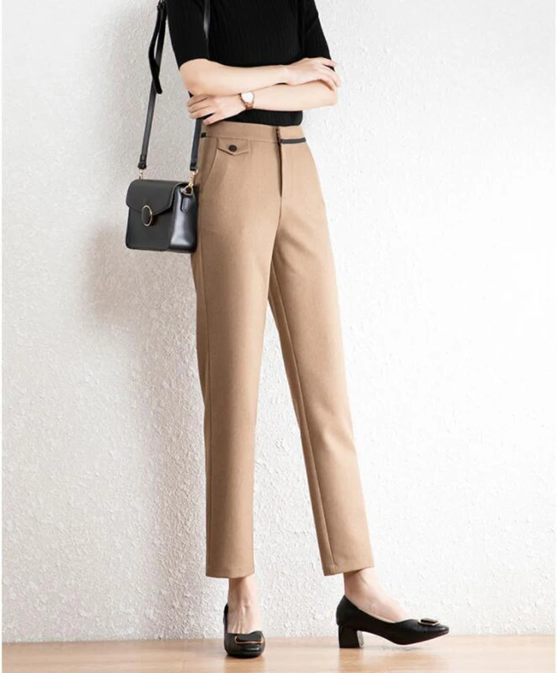 

2022 Spring Autumn Nine-point Suit Pants Women New Loose Straight High Waist Casual Pants Women Office Work Pencil Pants Women