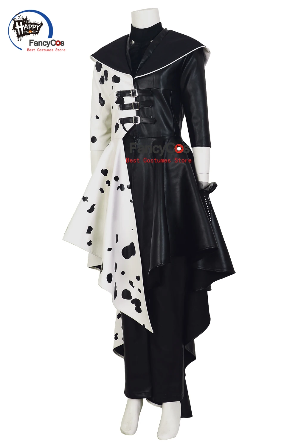 2021 Cruella Costume Cosplay Maid Dress Adult Kids Cruella de Vil Dress Gown Black White Polka Dot Custom Made