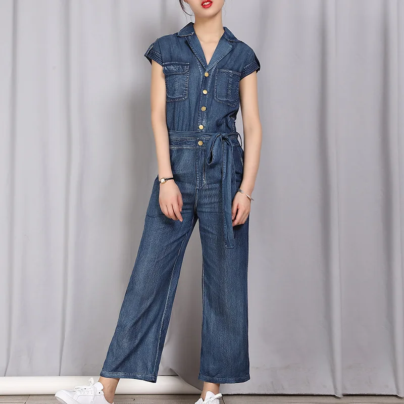 

Женский джинсовый комбинезон с поясом wish, свободный Облегающий комбинезон с широкими штанинами, Летний комбинезон NW20B6793