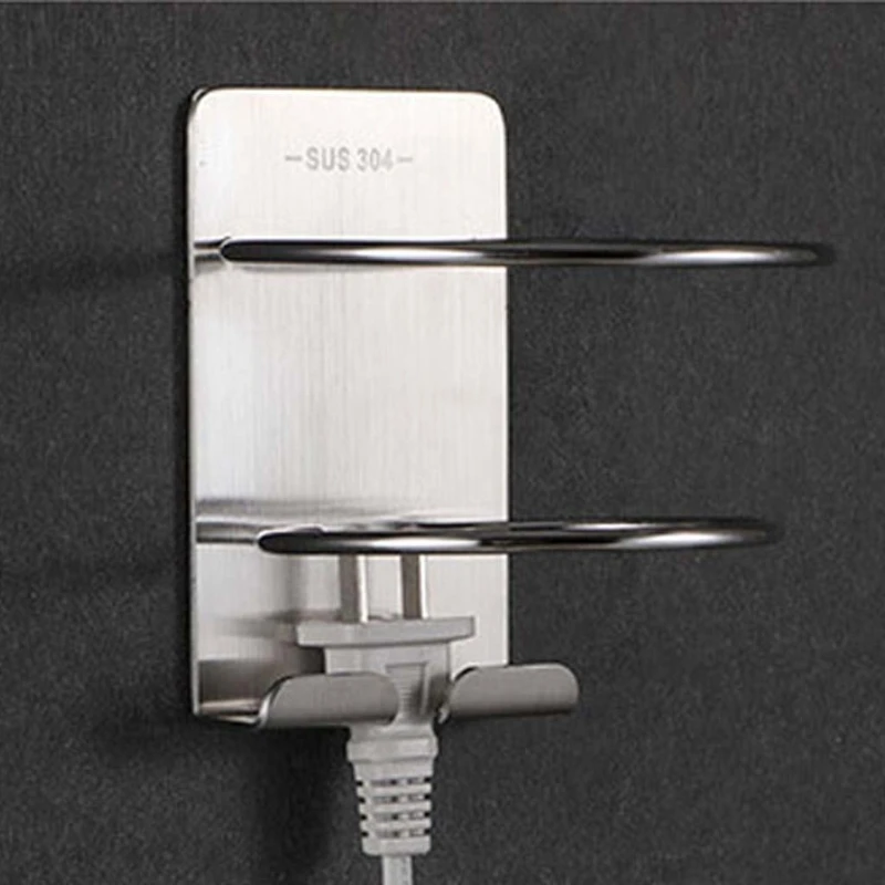 

Self Adhesive Hair Dryer Holder Rack Stainless Steel Blower Organizer Stand