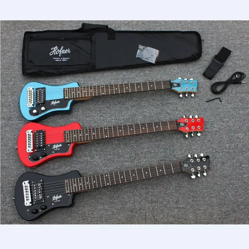 Электрическая мини гитара Hofner красная дорожная портативная бесплатная