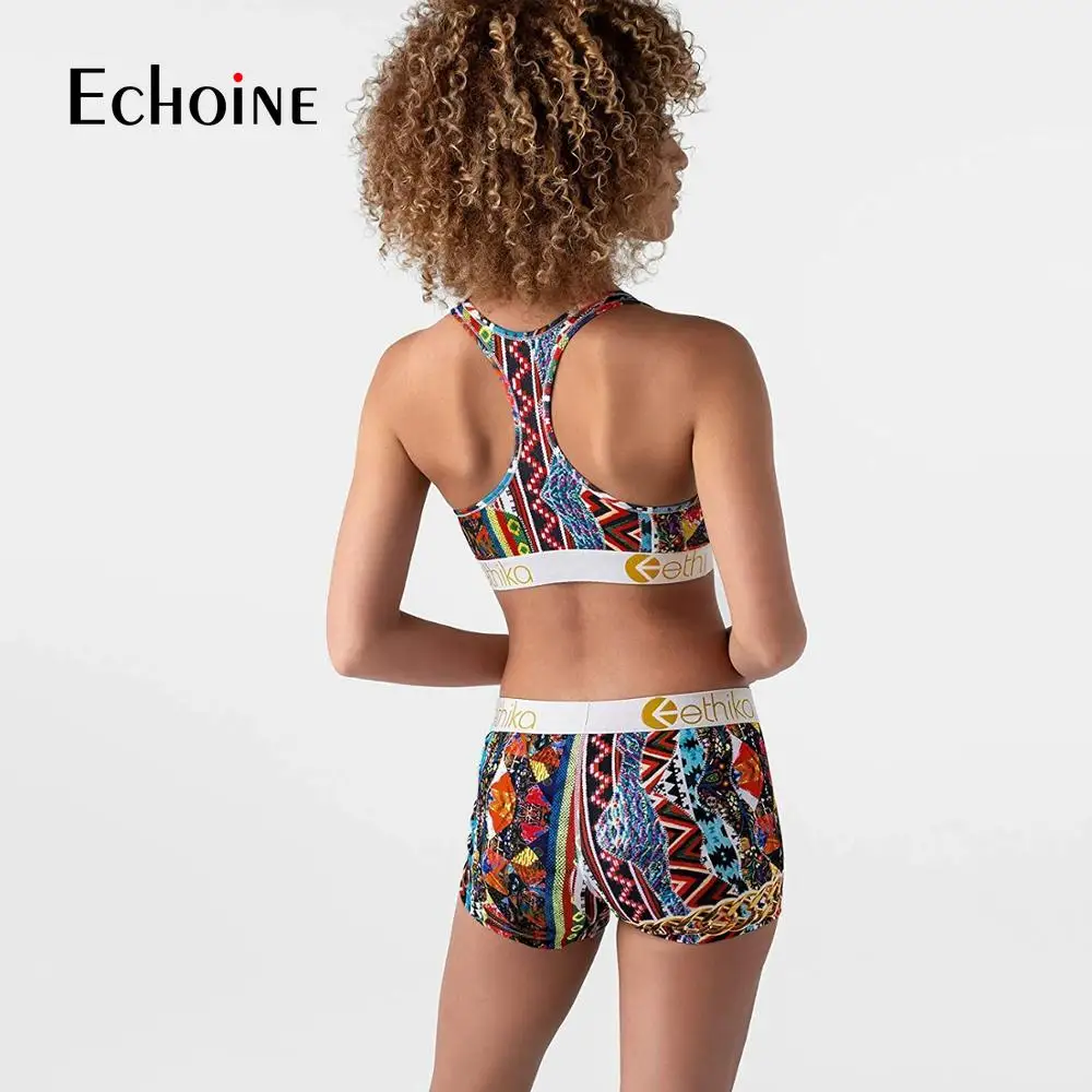 

Echoine Summer Sexy Colorful Print Women Two Piece Set Spaghetti O Neck Sleeveless Crop Top Biker Shorts Club Party Tracksuit