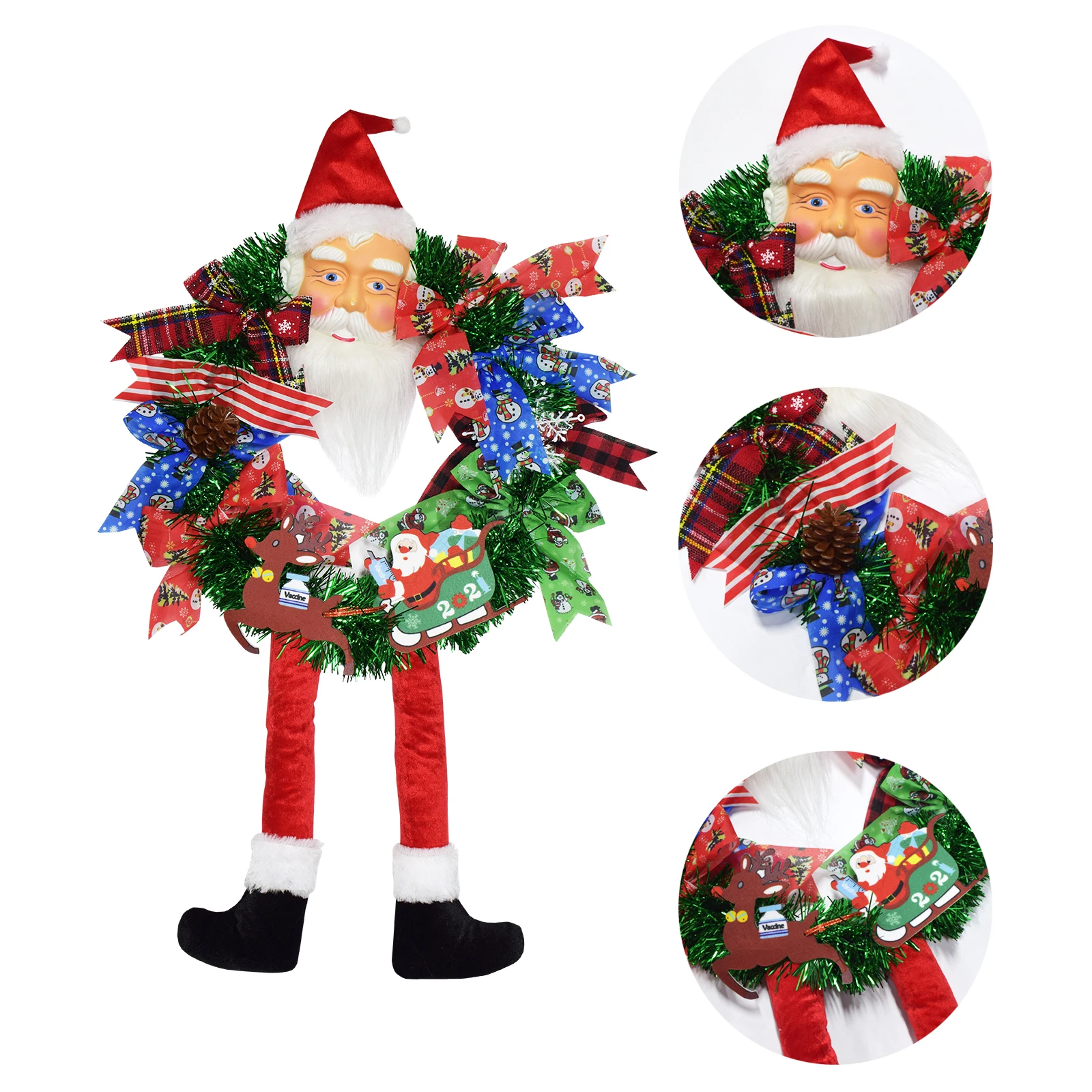 

Christmas Door Hanging Wreath Supplies Christmas Decoration Halloween Wreath Claus Legs Witch Hat Santa for Home Party Supplies