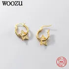 Женские серьги-кольца из серебра 925 пробы с пятиконечной звездой