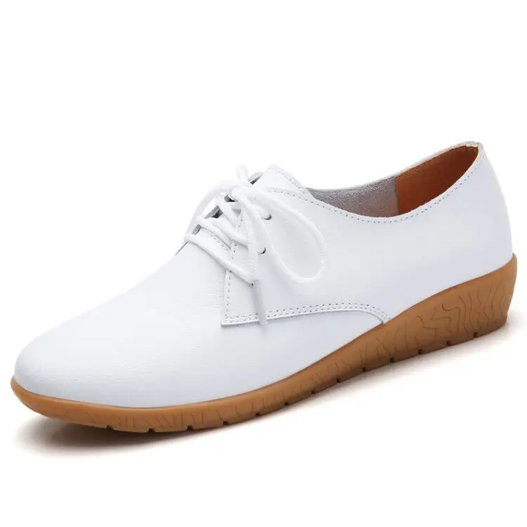 8031 White STQ; коллекция года; осенние женские туфли-оксфорды; балетки на плоской подошве; женская обувь из натуральной кожи; мокасины; лоферы на шнуровке; белые туфли; 051 - Цвет: 8031 White