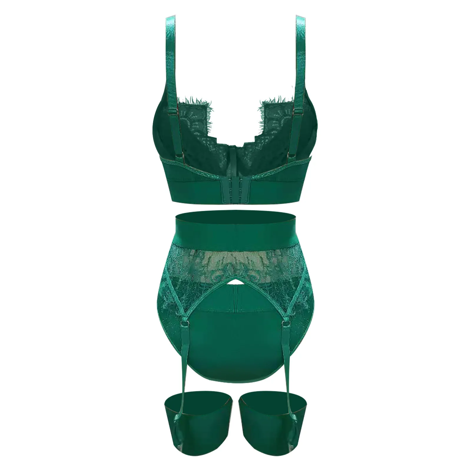 

Erotic Lingerie Set Bra Floral Lace Sexy V-Neck Backless+ Panties with Suspenders Pajamas for Women 2021 New Bielizna Erotyczna