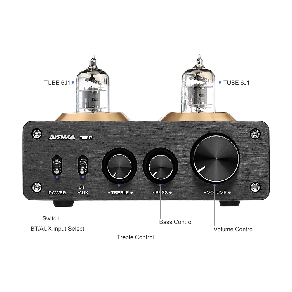 AIYIMA 6J1 Tube усилитель предусилитель HiFi Bluetooth 5 0 Аудио AMP с регулировкой звука высоких