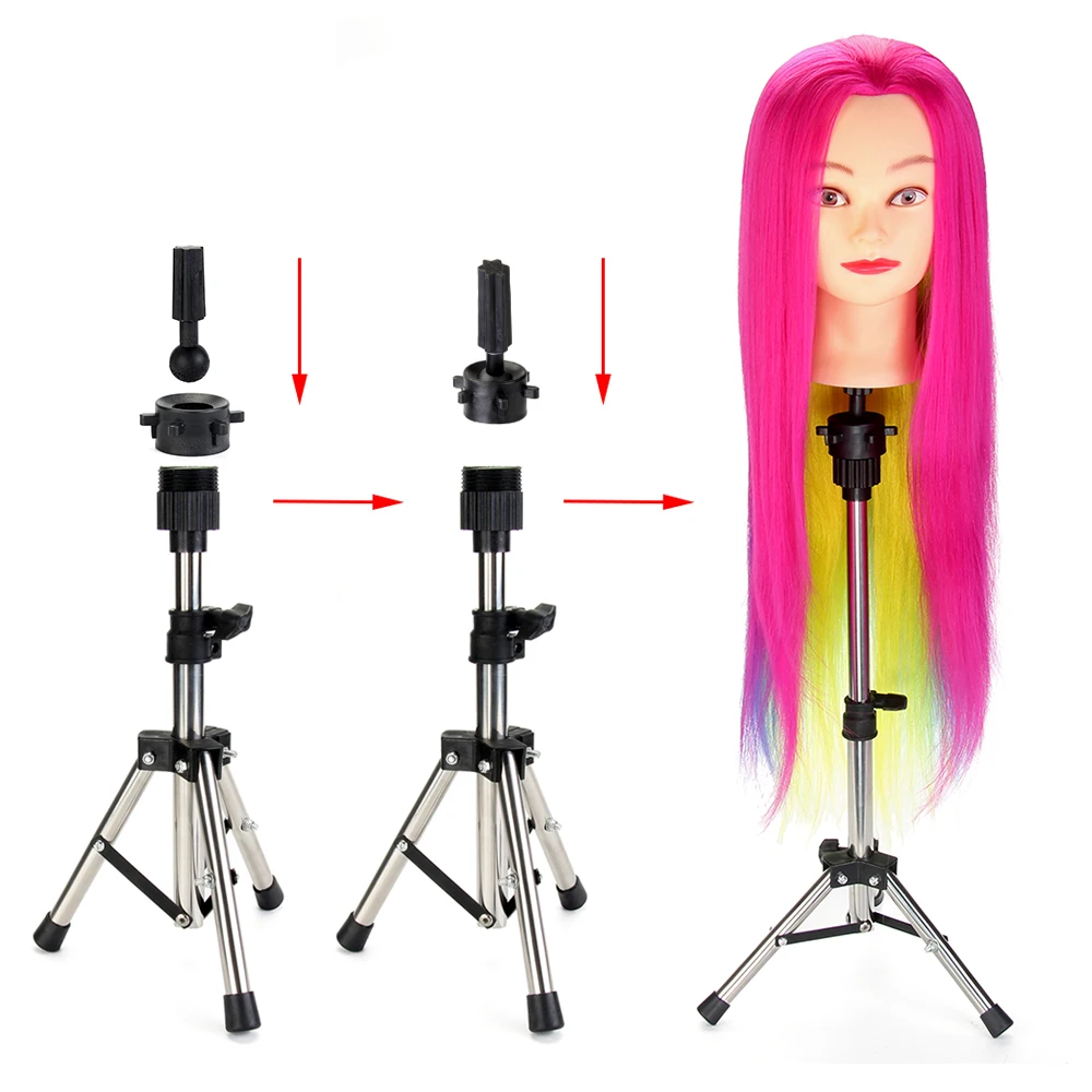 Adjustable Wig Tripod Stand Hair Mannequin Training Head Holder Mini Hairdressing Clamp Hair Wig Stand Holder for Hair Cut