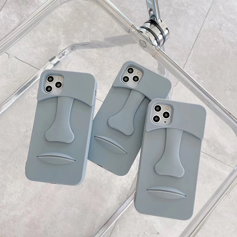 Лидер продаж мягкий силиконовый чехол Moai с изображением гигантского камня для