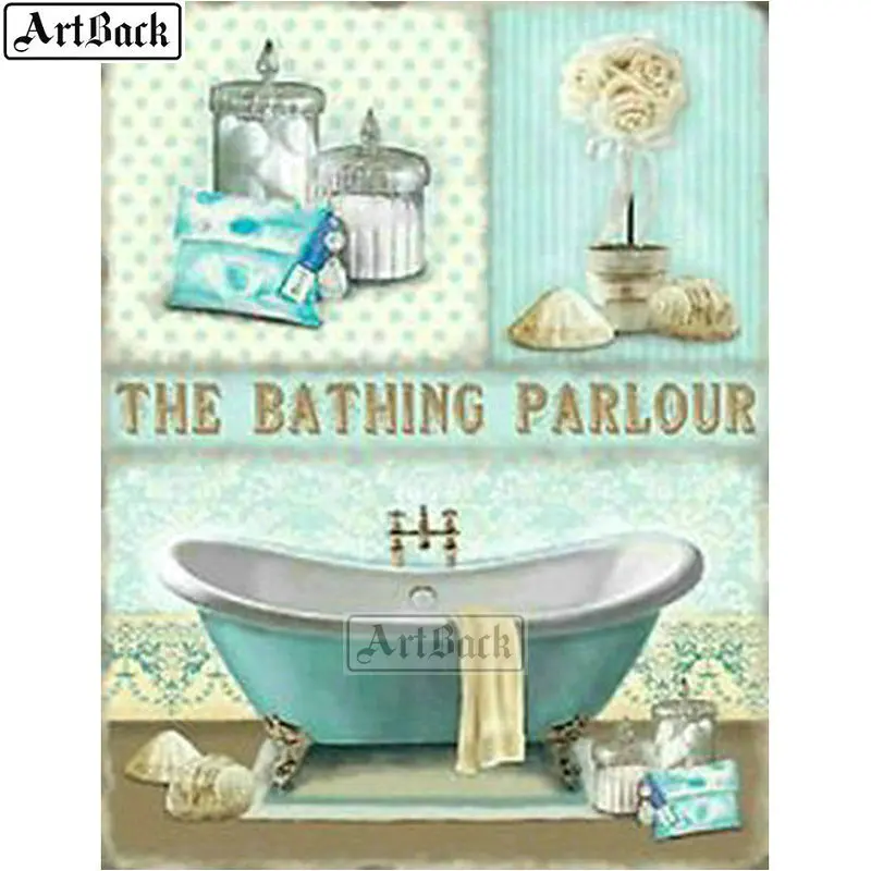 Новый diy алмазная живопись Ванная комната Наклейка с изображением 5d полный