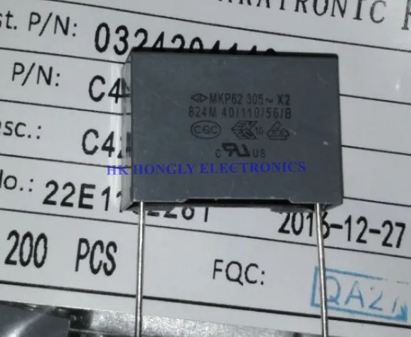 30 шт. MKP62 305V X2 824M 105M 0 82 мкФ 1 P = 22 мм пленочный конденсатор|Аксессуары для