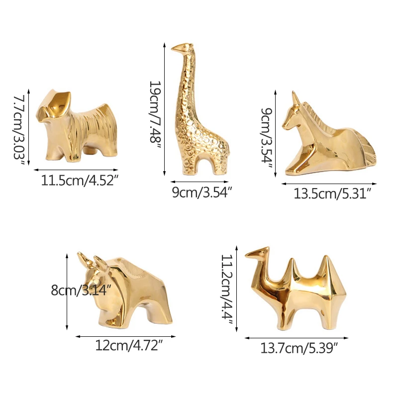 

European Gold Ceramic Animal Ornament Decoration Resin Modern Art Figurine Ornament Home Decoration Accessories Desktop Decor