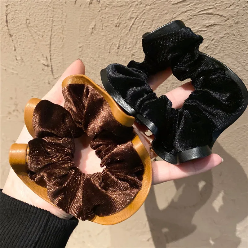 

Korean Velvet Autumn Winter Scrunchies Thick Elastic Hair Bands Tie for Woman Girl Hair Accessories Handmade Horsetail Wholesale