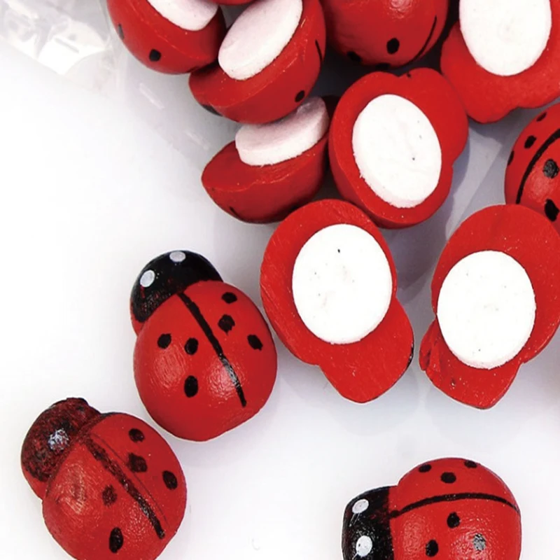100 шт мини божьи коровки дерево ремесло самоклеющиеся холодильник паста