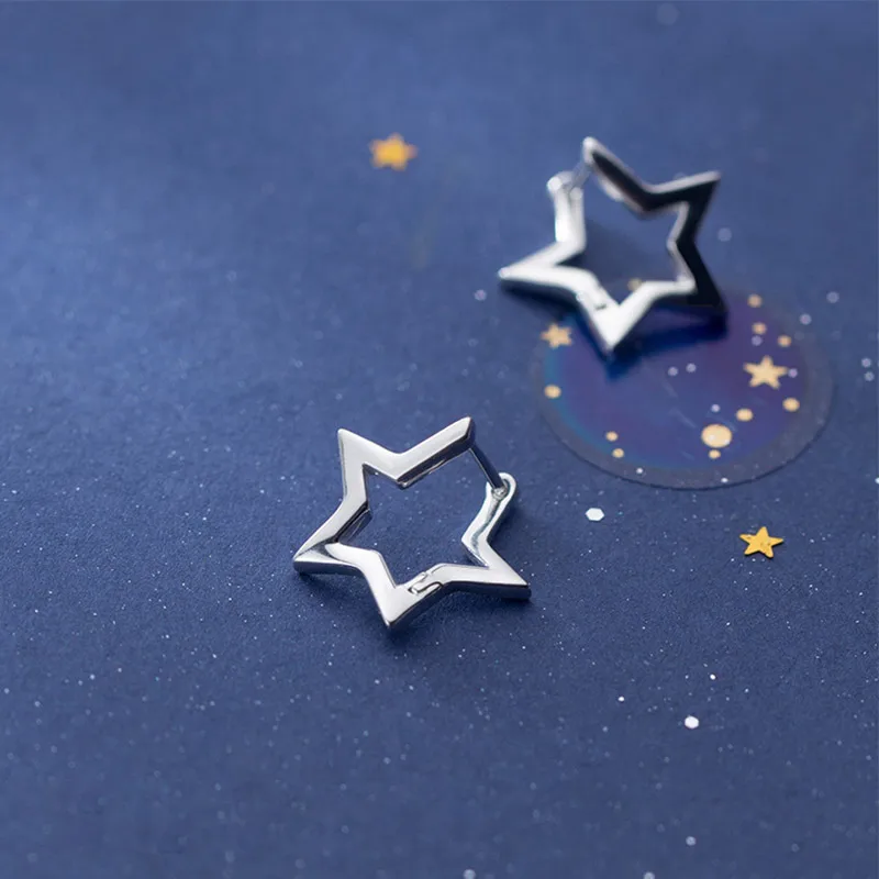 Женские серьги-гвоздики со звездой простые серьги из стерлингового серебра 925