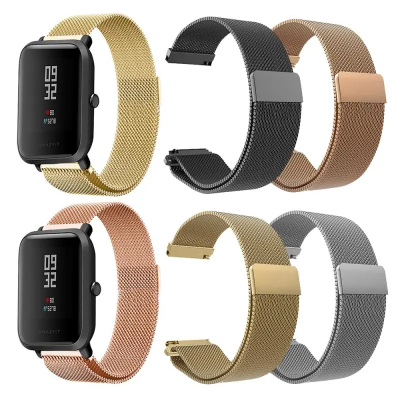 Магнитный браслет из нержавеющей стали ремешок для xiaomi Huami Amazfit Bip металлический