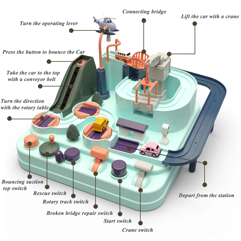 Игрушечный костюм с рельсовой дорожкой гоночный трек поезд искатели приключений
