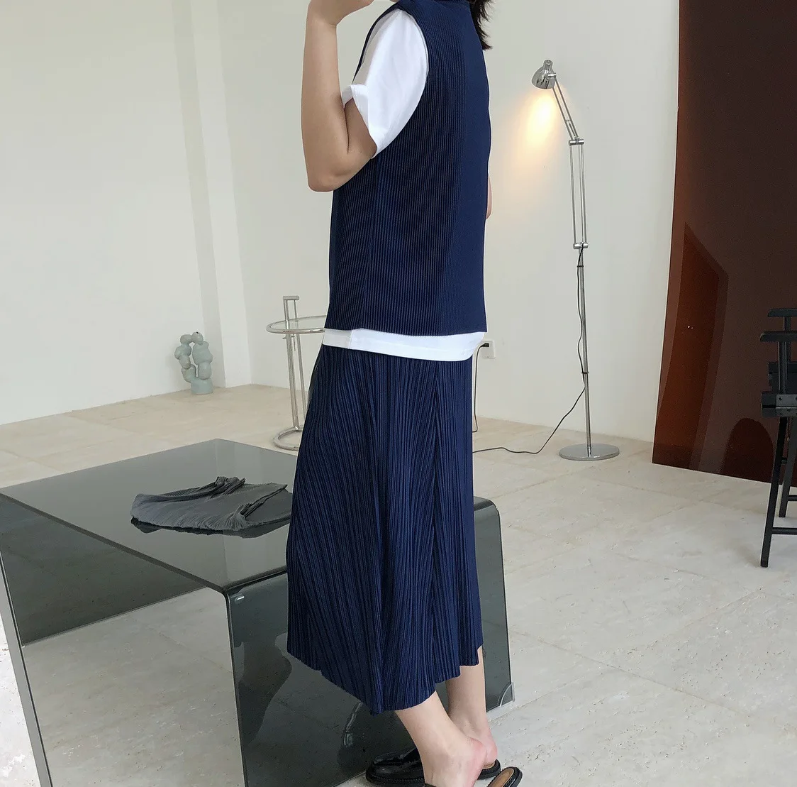 

Summer New Chalecos De Mujer Korean Fashion V-neck Sleeveless Ribbed Vest Y2k Casual Loose All-match Tops Veste Fourrure Femme