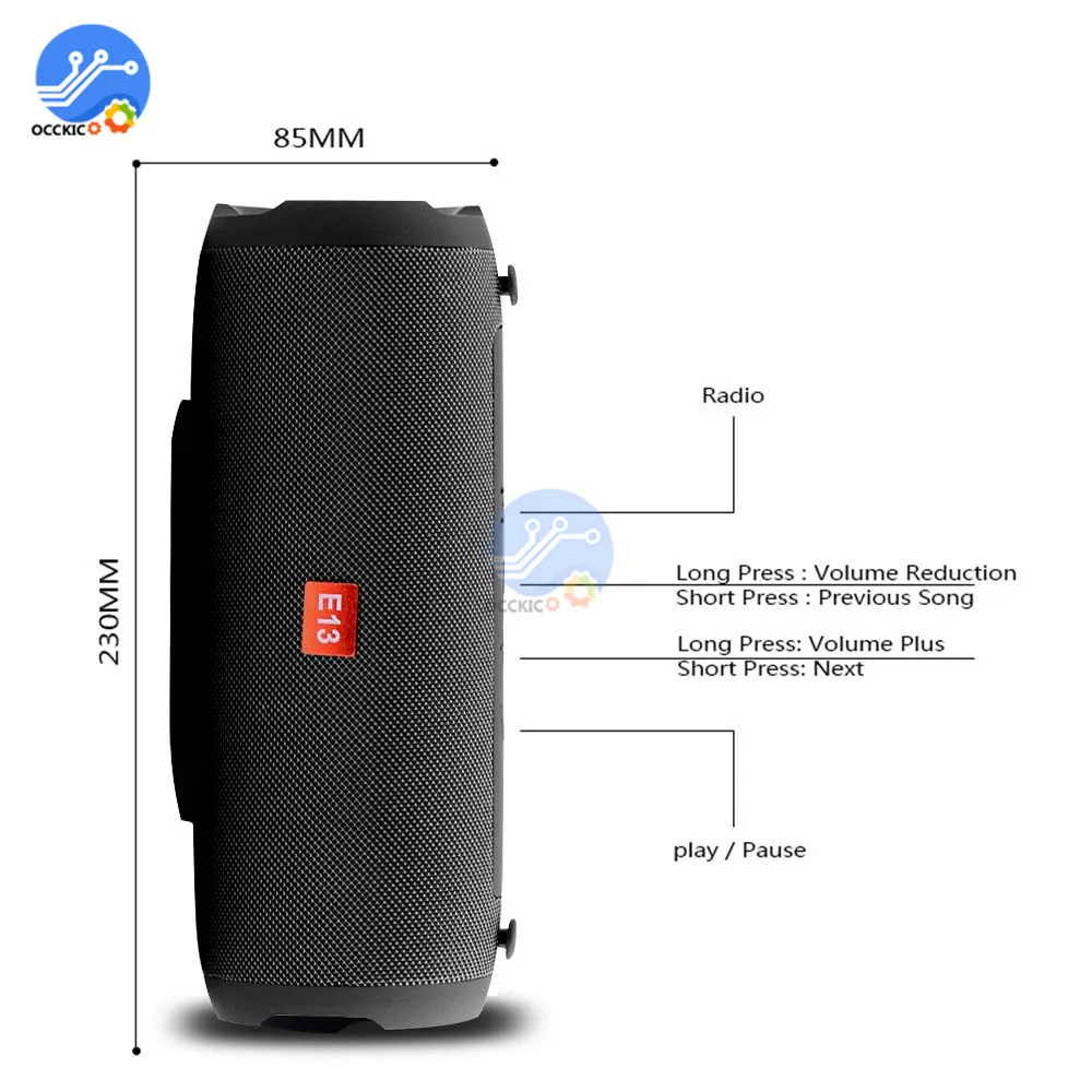 E13 портативный беспроводной bluetooth-динамик стерео радио музыкальный сабвуфер