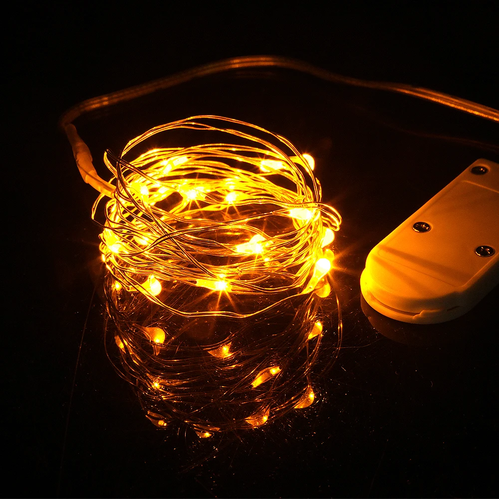 2 м/3 М кнопка Батарея Медь проволочная гирлянда Фея светодиодный гирлянды