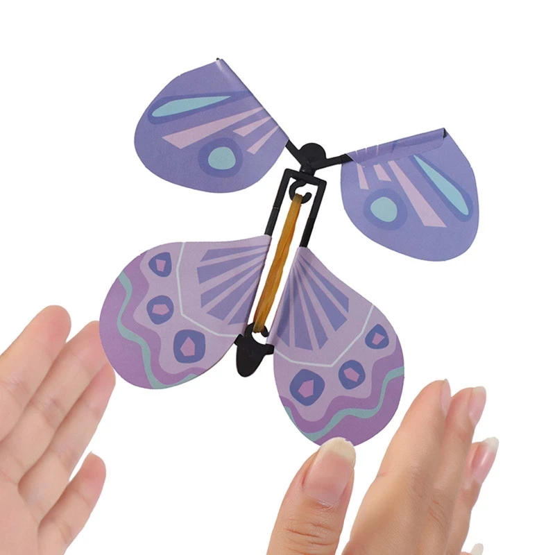 

10pcs/set Simulation Flying Butterfly Rubber Band Powered Fly Butterfly Toy D0JC