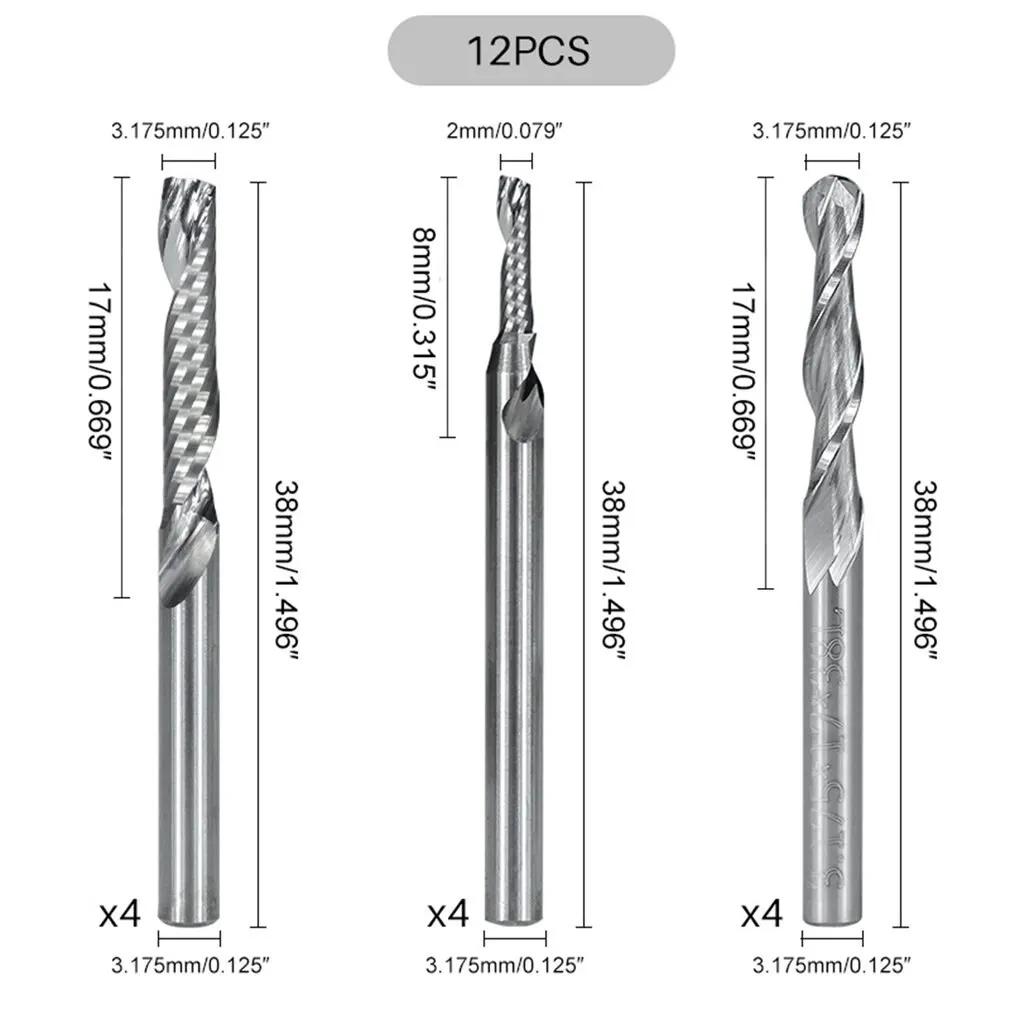 

12pcs/set Single-edge Spiral Milling Cutter Ball-end Milling Cutter Durable Tungsten Steel Thread Tool For Lathe