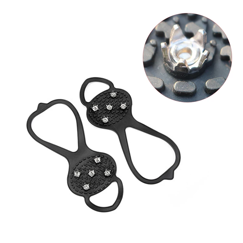

1 Pair Silicone Climbing Non-slip Shoe Grip Ice Snow Grips Cleat Over Shoe Spikes Studs Crampons PUZ777