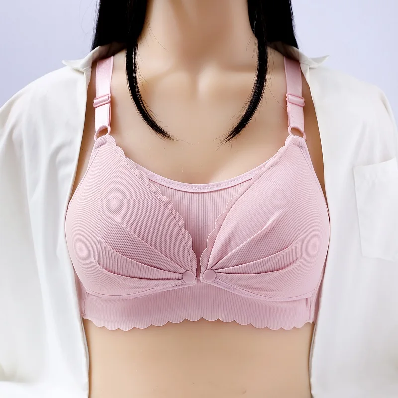 Sujetador de lactancia materna sin aros para mujeres embarazadas, ropa de maternidad, lencer&iacute;a de lactancia-3