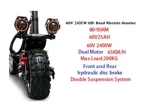 60V 25A 2400W 3200 Вт 60 в 80 км/ч скутер электрический 11 дюймов внедорожный подростковый складной водонепроницаемый samsung e скутер мощный Hoverboad скейтборд - Color: 60V 25A 2400W