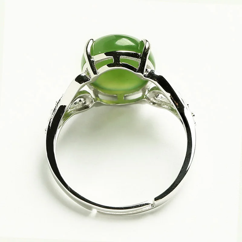 Натуральное подлинное и Hetian jade Jasper кольцо благородная атмосфера леди 925 Серебряное кольцо нефритовое кольцо масштабируемое