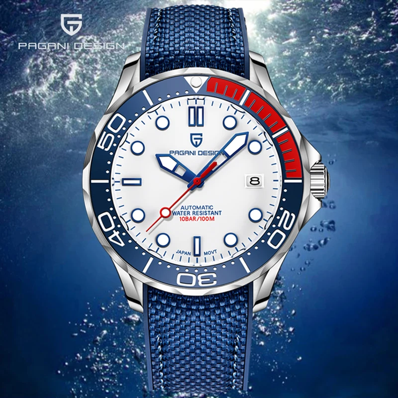 

PAGANI DESIGN 2021Brand Luxury Automatic Mechanical Watches men 007 100MWaterproof Ceramic Bezel Watch Rubber Luminous Men watch