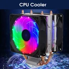 Кулер для процессора с 2 тепловыми трубками, RGB-подсветка, 120 мм, ШИМ, 3 контакта, тихий радиатор для ПК Intel LGA 2011 1150 1151 AMD AM3, вентилятор охлаждения процессора