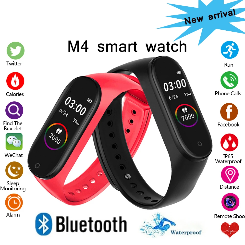 

M4 Smart Wristband Waterproof Blood Pressure Heart Rate Monitor FitnessTracker Smart Bracelet M4 Band SmartWatch Sport Pedometer