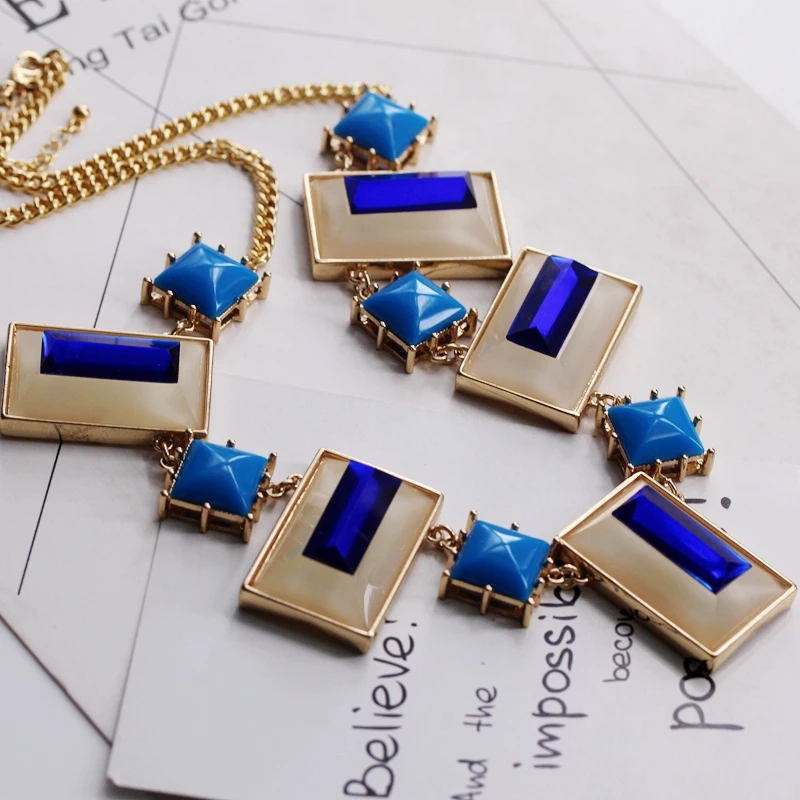 

Qingdao jewelry Europe and America fashion geometric texture heavy industry lady necklace