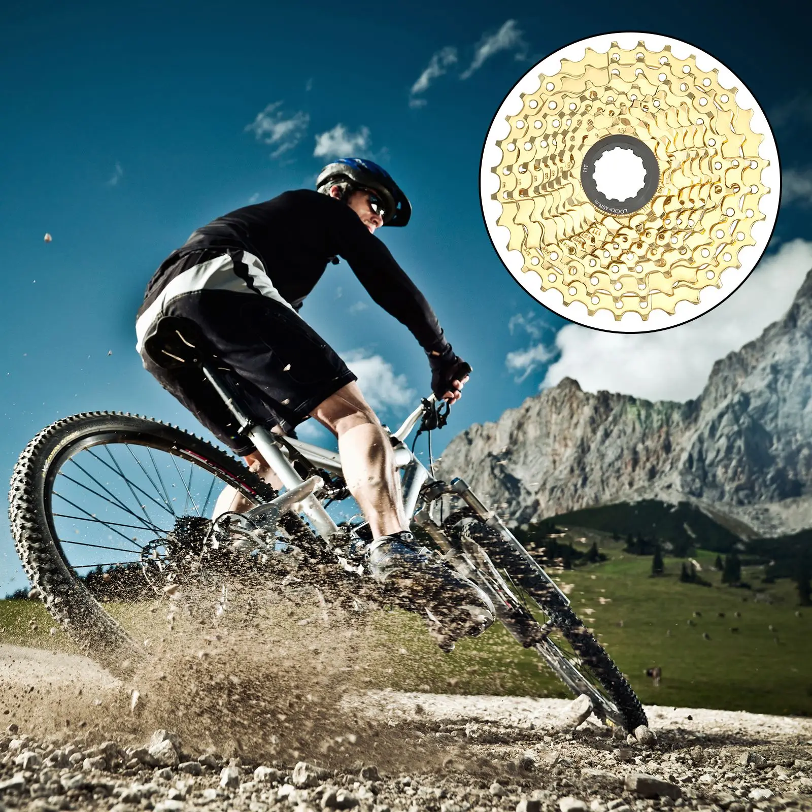

Bicycle Cassette 11-32T Chrome-Molybdenum Steel Mountain Bike Hollow Design Golden Bicycle Parts Climbing Cycling Accessories