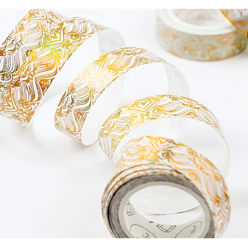 15mm Foil Gold Masking Washi Tape Creative DIY Diary Journal Decorative Adhesive Scrapbooking Sticker Stationery Supplies | Канцтовары