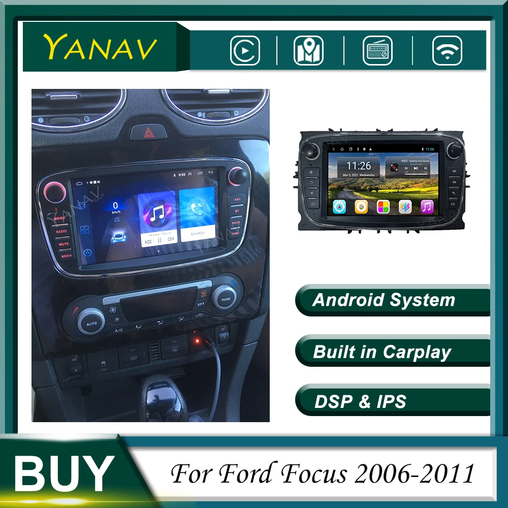 

Автомагнитола на Android для Ford Focus 2006-2011, GPS-навигация, стереоприемник, Мультимедийный MP3-плеер с головным устройством Carplay