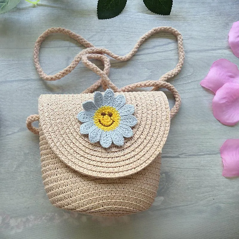 

Newest Summer Children Girls Shoulder Bag Daisy Flower Straw Bag Messenger Bag Kids Keys Coin Purse Cute Princess Mini Handbag