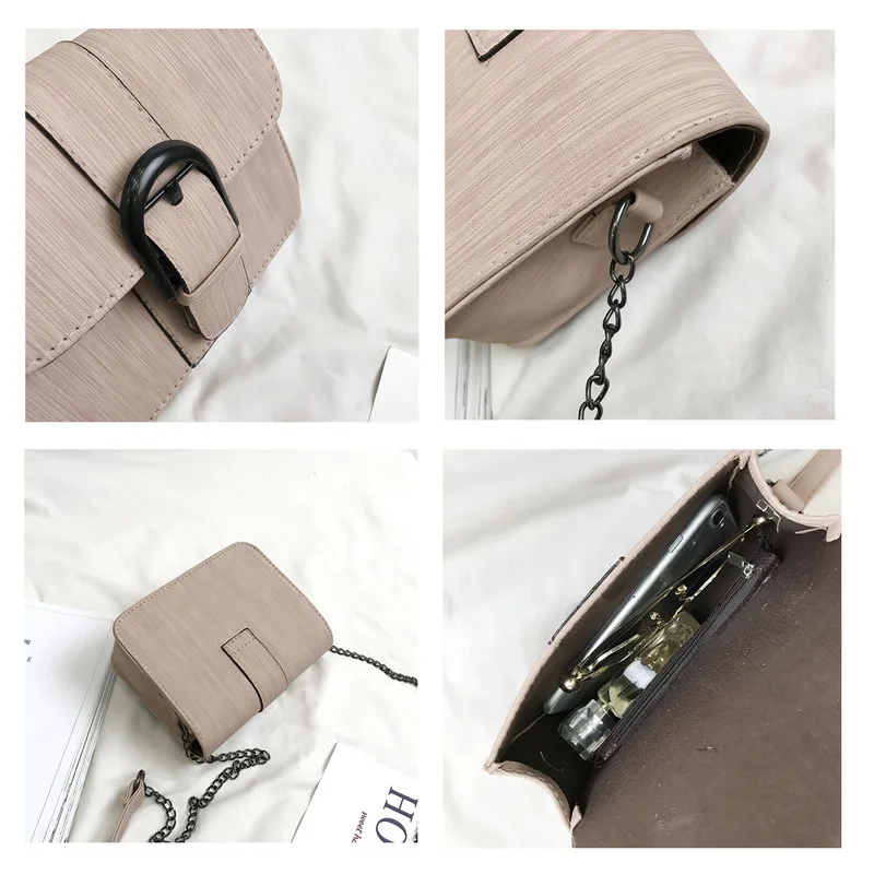 

2021 New Fashion Trend Women's Mini Messenger Bag Korean Style Simple Small Square Bag PU Leather Girls Shoulder Bag Chain Bag