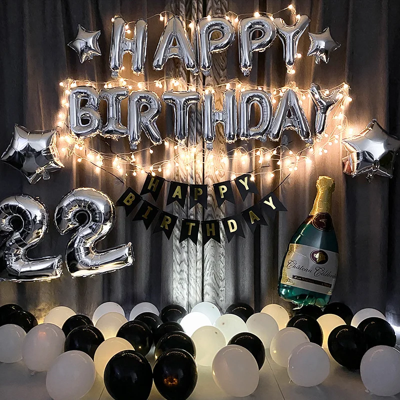 

Happay Birthday Party Number Balloon Latex Set Wedding Event Party Balloons Decoration Baby Shower Globo White Balloons