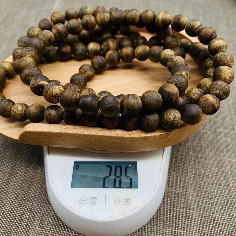 

8mmx108pcs Genuine Chinese Green kynam pray beads bracelet Cultivated kyara oudh wood bangle good gift and collection