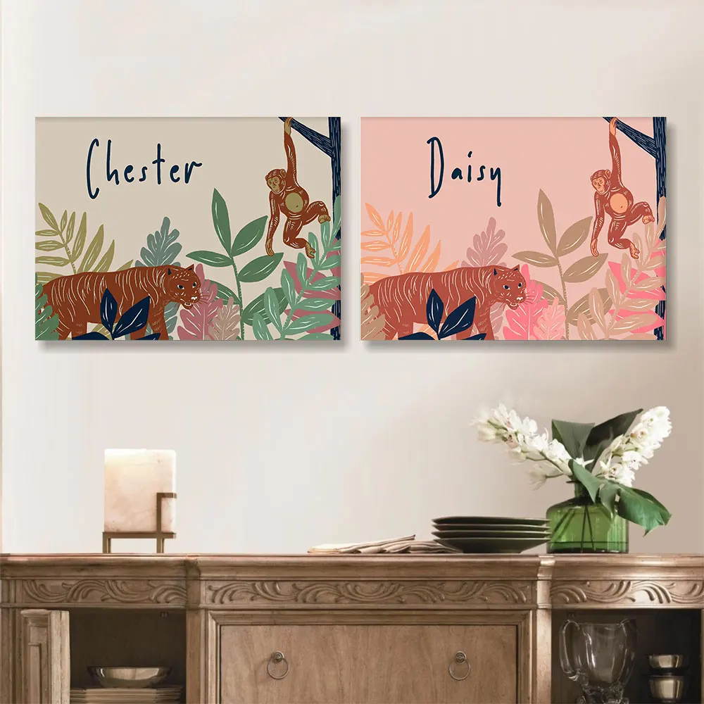 

Abstract Daisy Drawing Poster Tiger Monkey Canvas Painting Modern Art Print Nordic Child Wall Picture For Living Room Home Decor
