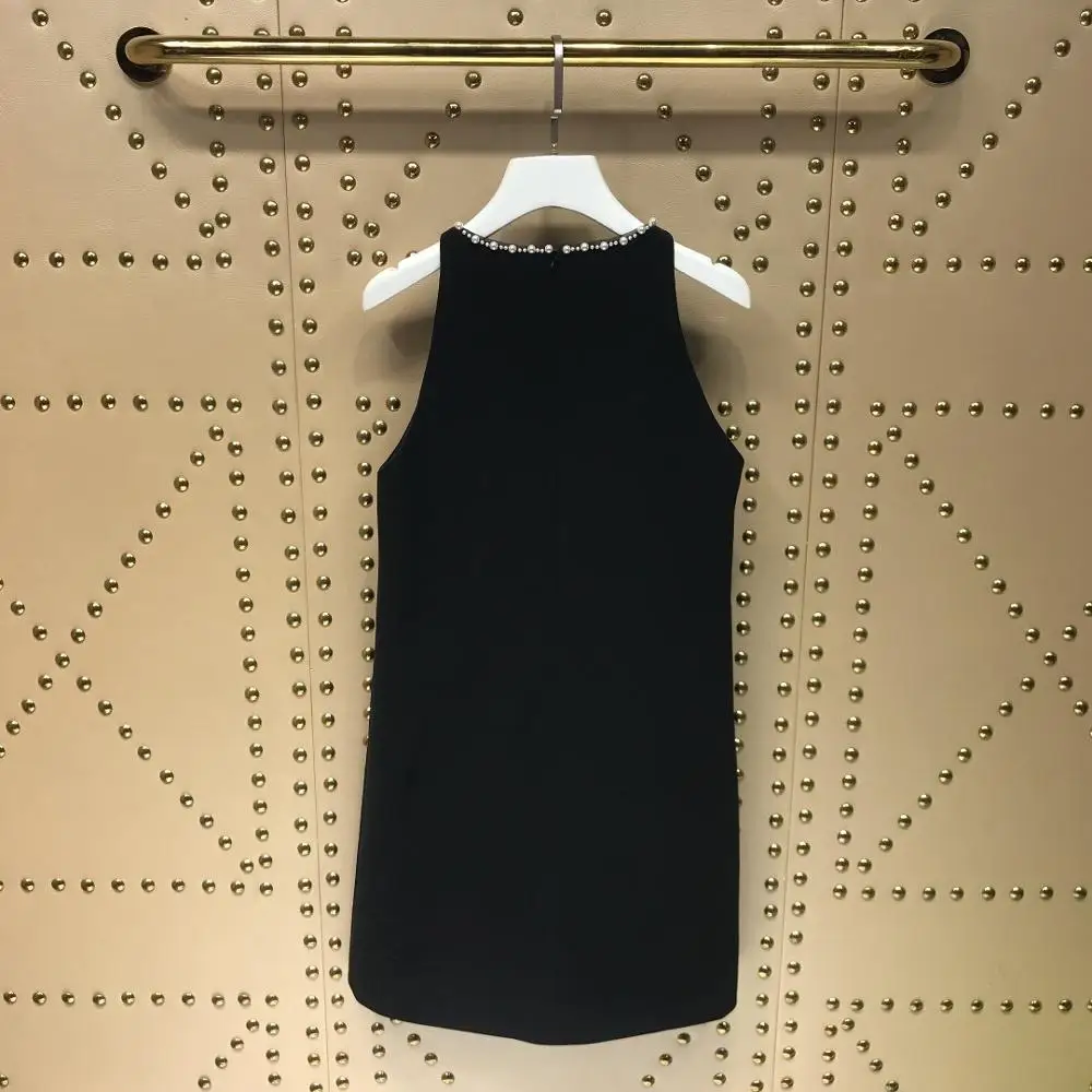 106328 Новое повседневное женское летнее платье из полиэстера черного и белого