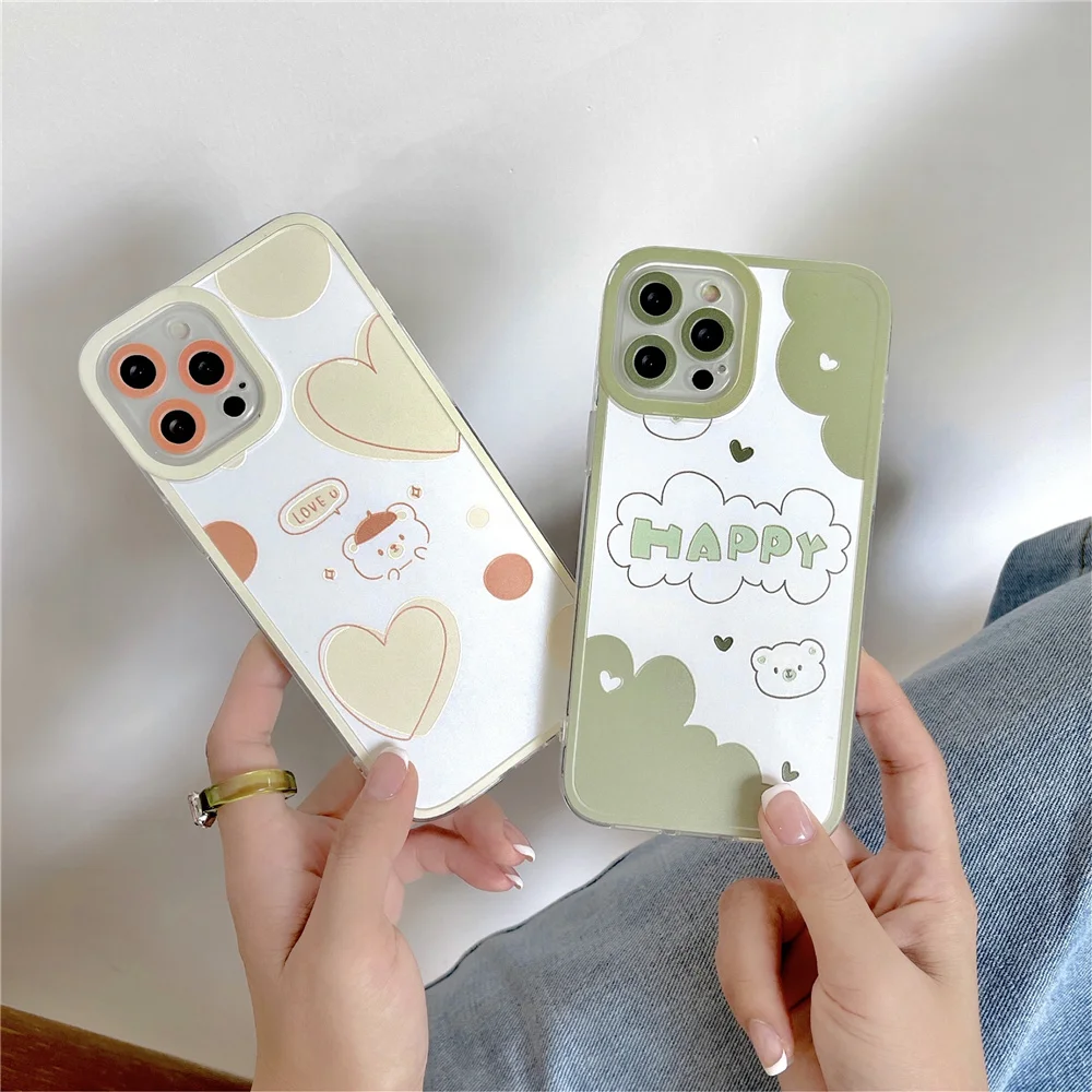 

Cute Bear Silicone Soft Phone Case For iPhone 11 Pro Max 12 Pro Max MINI 8 7 Plus Xr XsMax X Xs Anti Falling Shell