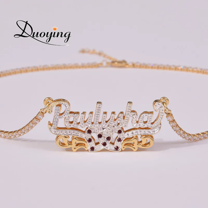 Индивидуальное ожерелье DUOYING персонализированное с именем покрытое табличкой 3D