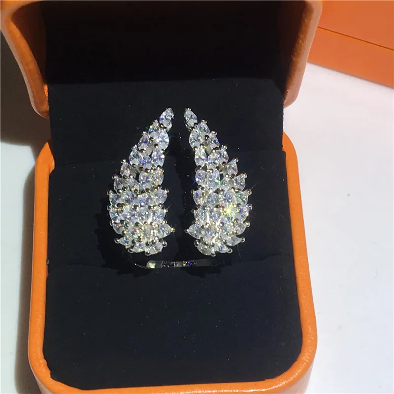 3 вида цветов кольцо с крыльями ангела реальные 925 стерлингового серебра AAAAA cz