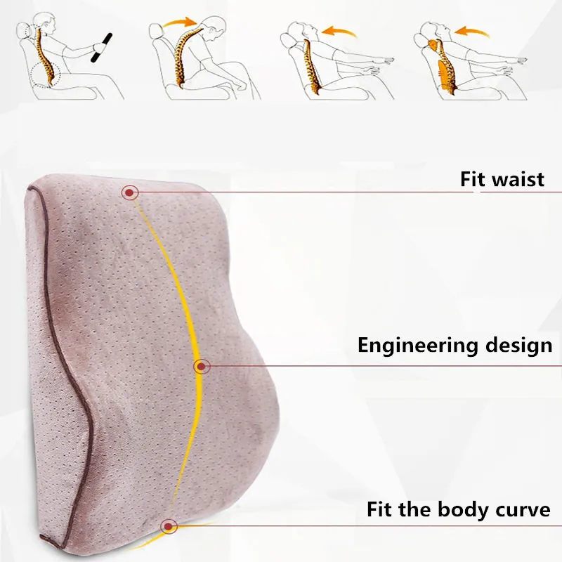 

Breathable Travel Pillows Black Blue Memory Cotton Foam Car Seat Waist Support Pillow Solid Auto Seats Lumbar Accessories