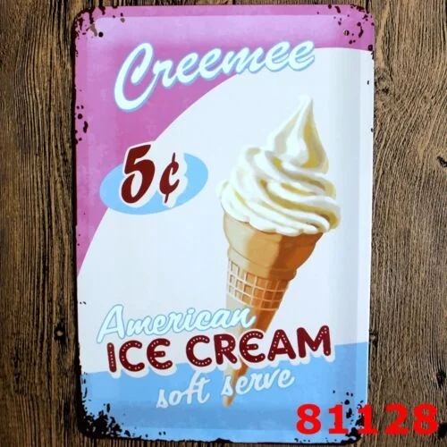 

Metal Tin Sign American Ice Cream Bar Pub Frameless Wall Art Painting